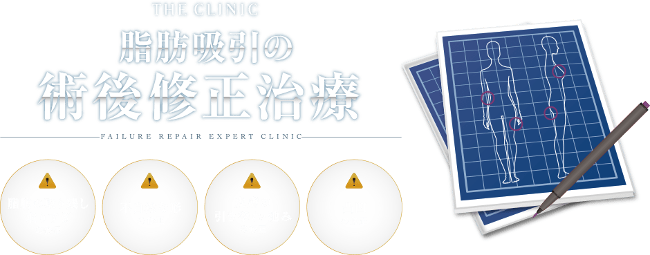 THE CLINIC | 脂肪吸引の術後修正治療 | 脂肪の取り残し取りすぎの修正 | 不自然な形の修正 | 皮膚の引き攣れ・弛みの修正 | 凸凹の修正